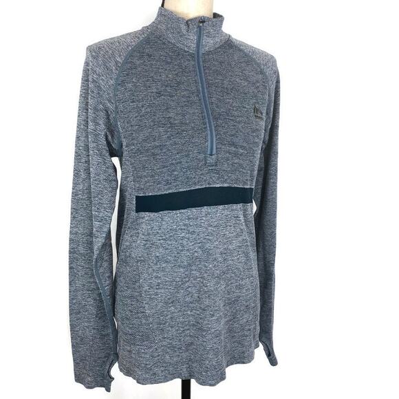 RBX 1/4 Zip Pullover Top Blue Heathered Athletic Long Sleeve Seamless Mens Small - Picture 11 of 11